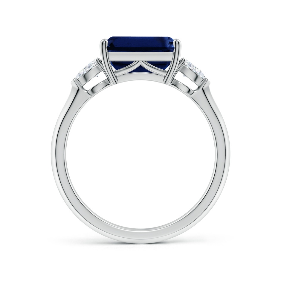 9x7mm AAA Classic East-West Emerald-Cut Blue Sapphire Side Stone Engagement Ring in White Gold side 199