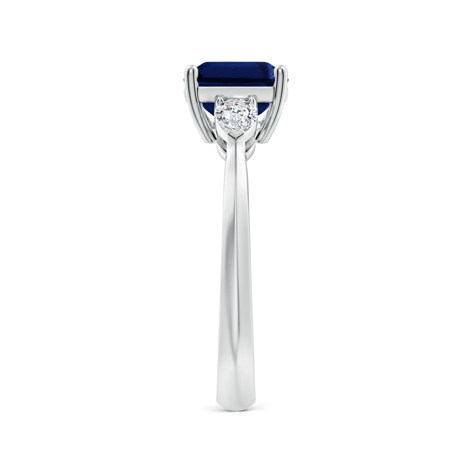 9x7mm AAA Classic East-West Emerald-Cut Blue Sapphire Side Stone Engagement Ring in White Gold side 299