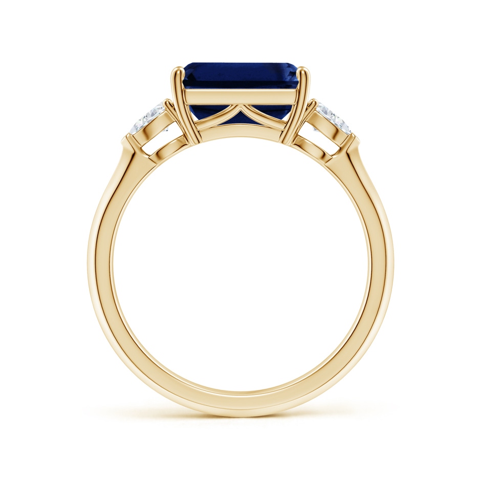 9x7mm AAA Classic East-West Emerald-Cut Blue Sapphire Side Stone Engagement Ring in Yellow Gold side 199