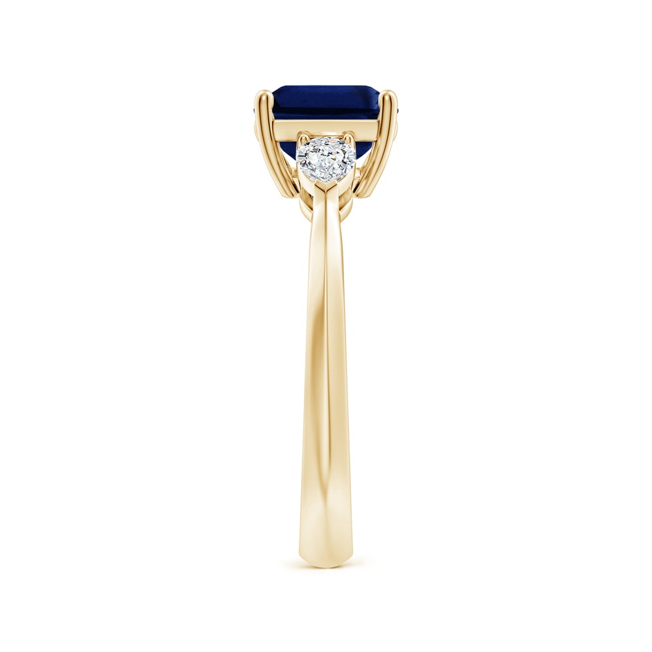 9x7mm AAA Classic East-West Emerald-Cut Blue Sapphire Side Stone Engagement Ring in Yellow Gold side 299