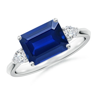 Emerald Cut Lab-Grown Lab Grown Blue Sapphire