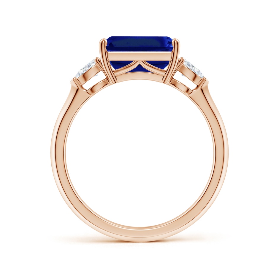 9x7mm AAAA Classic East-West Emerald-Cut Blue Sapphire Side Stone Engagement Ring in Rose Gold side 199