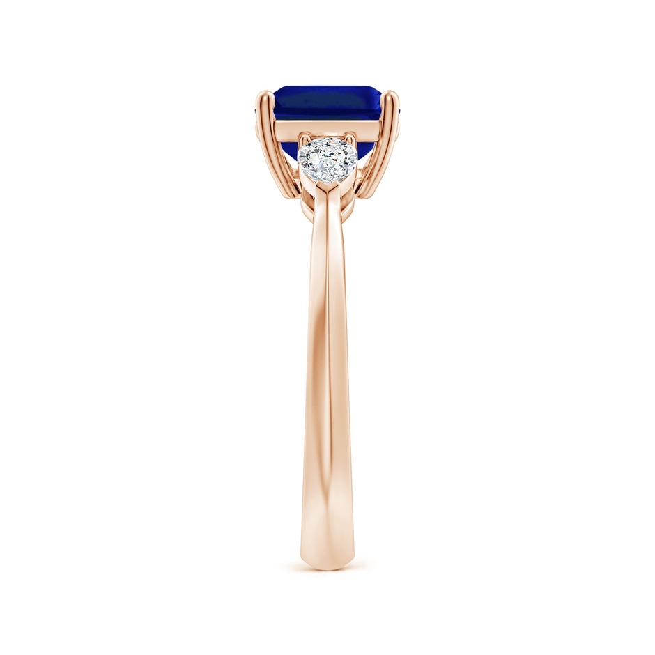 9x7mm AAAA Classic East-West Emerald-Cut Blue Sapphire Side Stone Engagement Ring in Rose Gold side 299