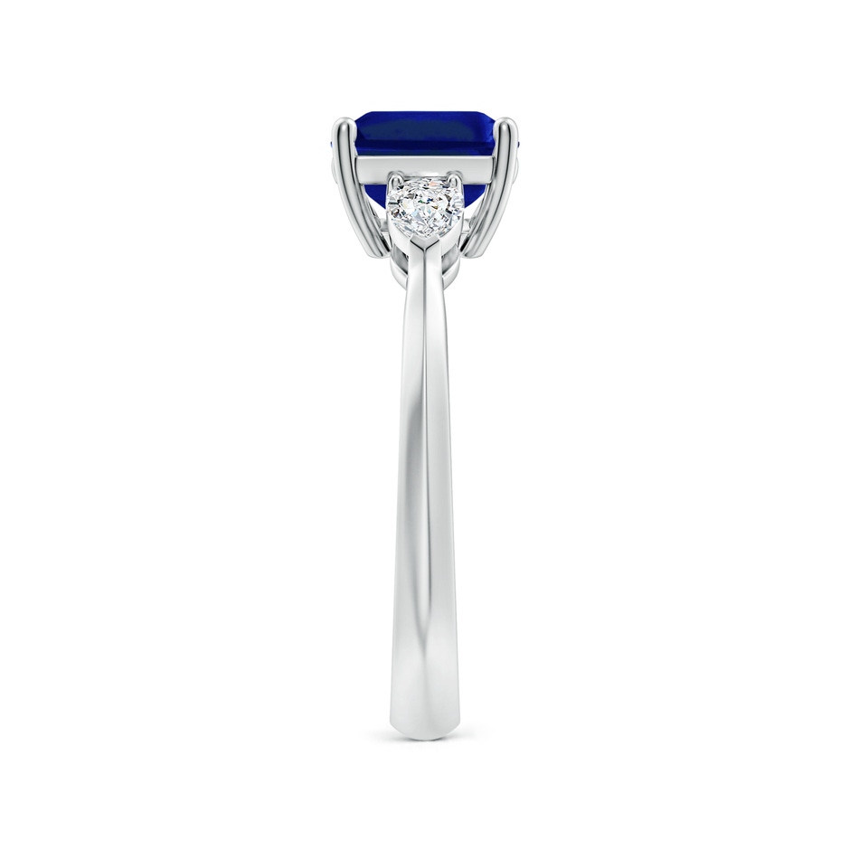 9x7mm Lab-Grown Classic East-West Emerald-Cut Blue Sapphire Side Stone Engagement Ring in White Gold side 299