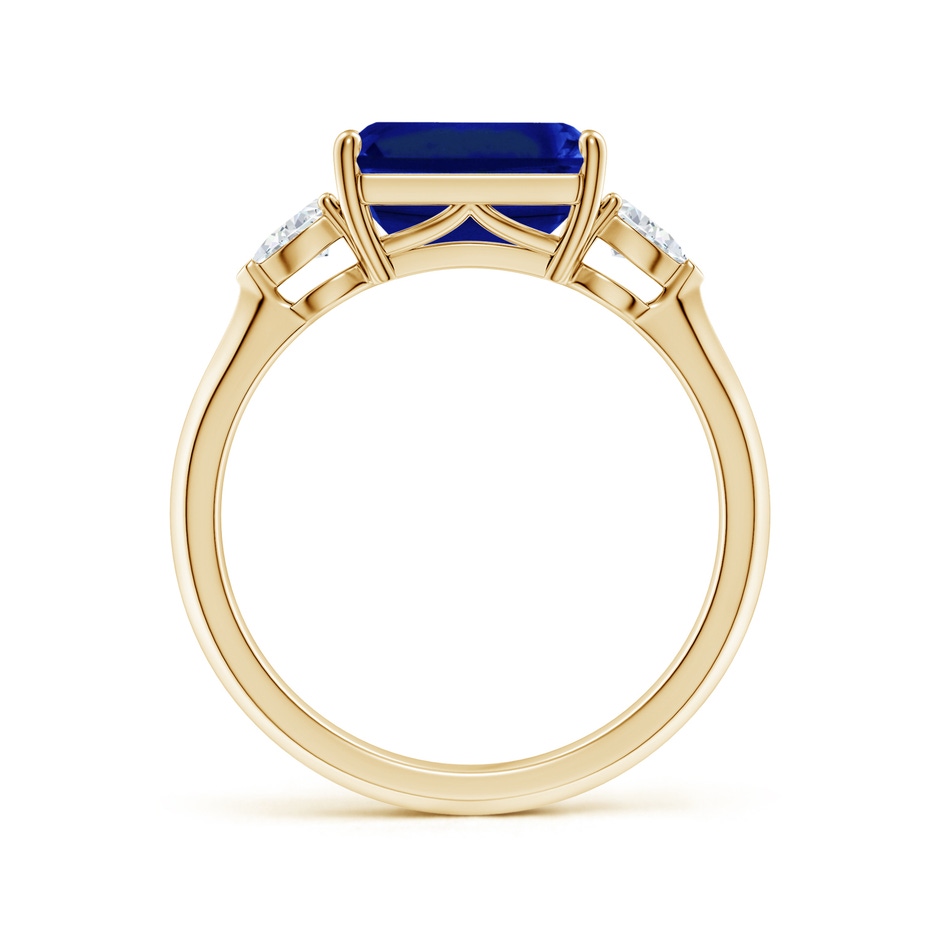 9x7mm AAAA Classic East-West Emerald-Cut Blue Sapphire Side Stone Engagement Ring in Yellow Gold side 199
