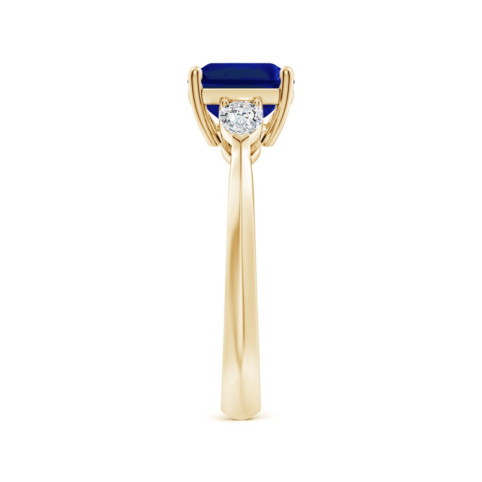 9x7mm AAAA Classic East-West Emerald-Cut Blue Sapphire Side Stone Engagement Ring in Yellow Gold side 299