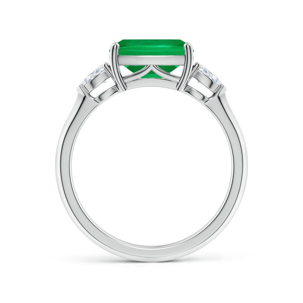 9x7mm AAA Classic East-West Cushion Rectangular Emerald Side Stone Engagement Ring in White Gold Side 199