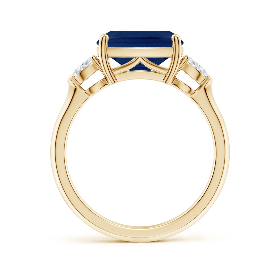 10x8mm A Classic East-West Cushion Rectangular Blue Sapphire Side Stone Engagement Ring in Yellow Gold side 199
