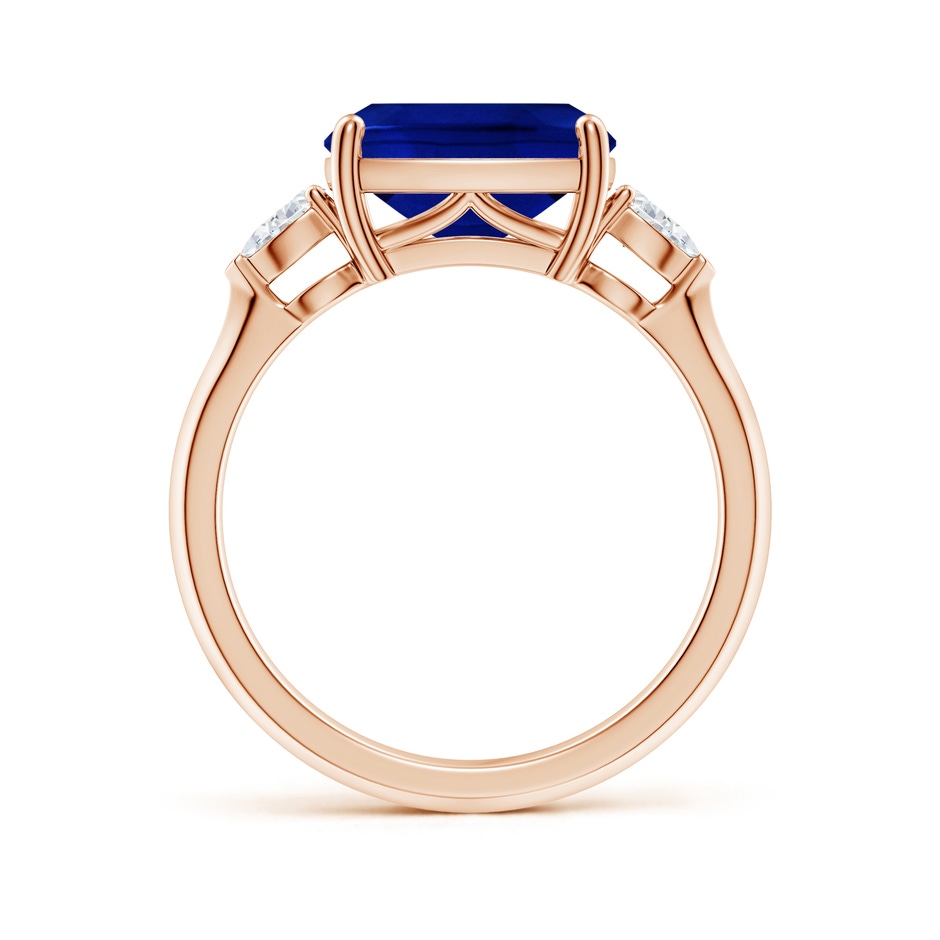 10x8mm AAAA Classic East-West Cushion Rectangular Blue Sapphire Side Stone Engagement Ring in 18K Rose Gold side 199