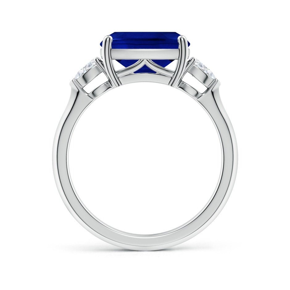 10x8mm AAAA Classic East-West Cushion Rectangular Blue Sapphire Side Stone Engagement Ring in White Gold side 199