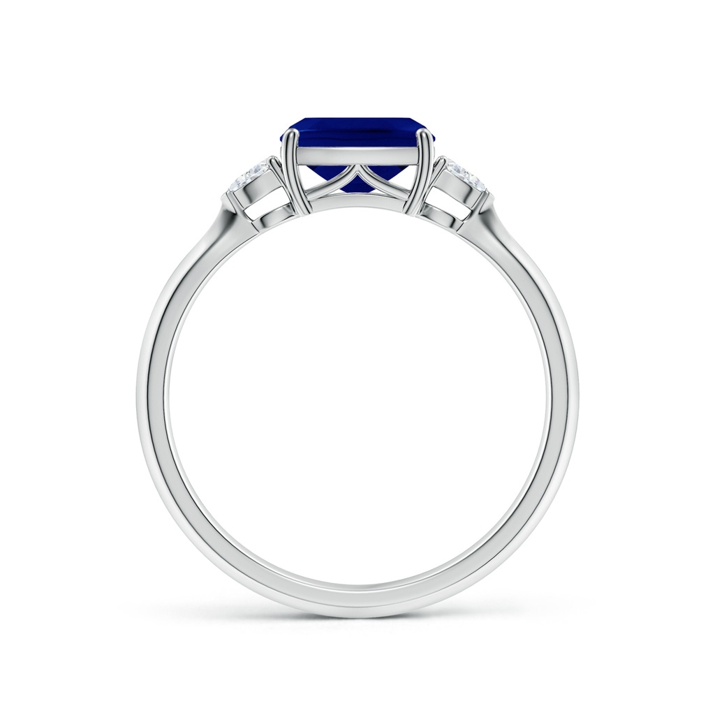 7x5mm AAA Classic East-West Cushion Rectangular Blue Sapphire Side Stone Engagement Ring in P950 Platinum - side 199