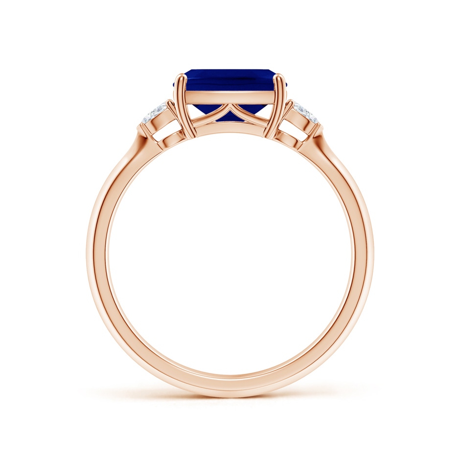 8x6mm AAA Classic East-West Cushion Rectangular Blue Sapphire Side Stone Engagement Ring in Rose Gold side 199