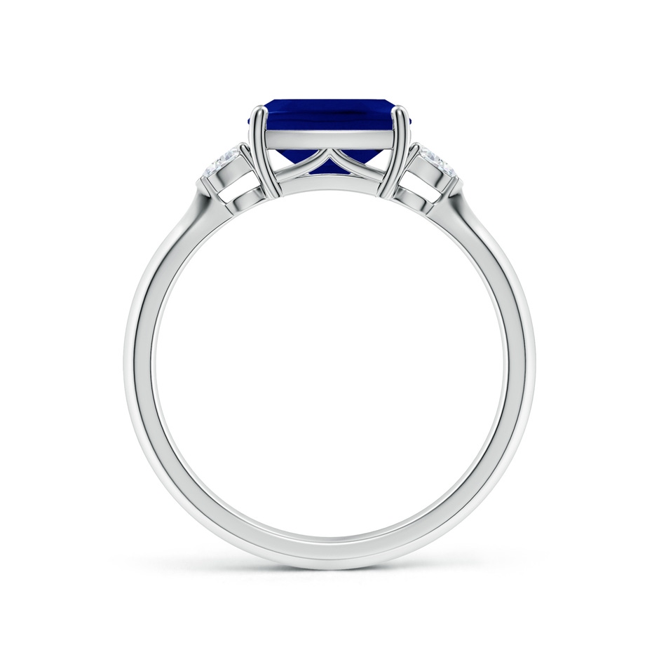 8x6mm AAA Classic East-West Cushion Rectangular Blue Sapphire Side Stone Engagement Ring in White Gold side 199