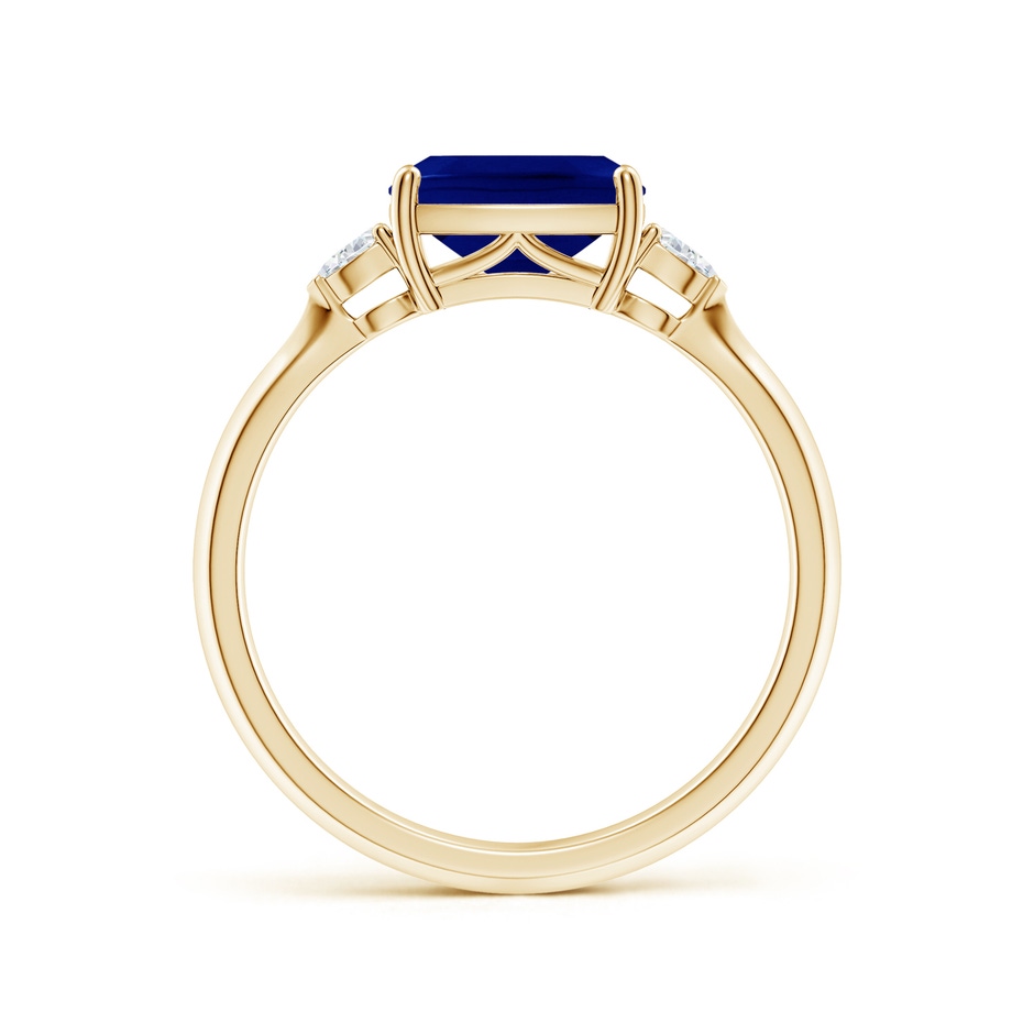 8x6mm AAA Classic East-West Cushion Rectangular Blue Sapphire Side Stone Engagement Ring in Yellow Gold side 199