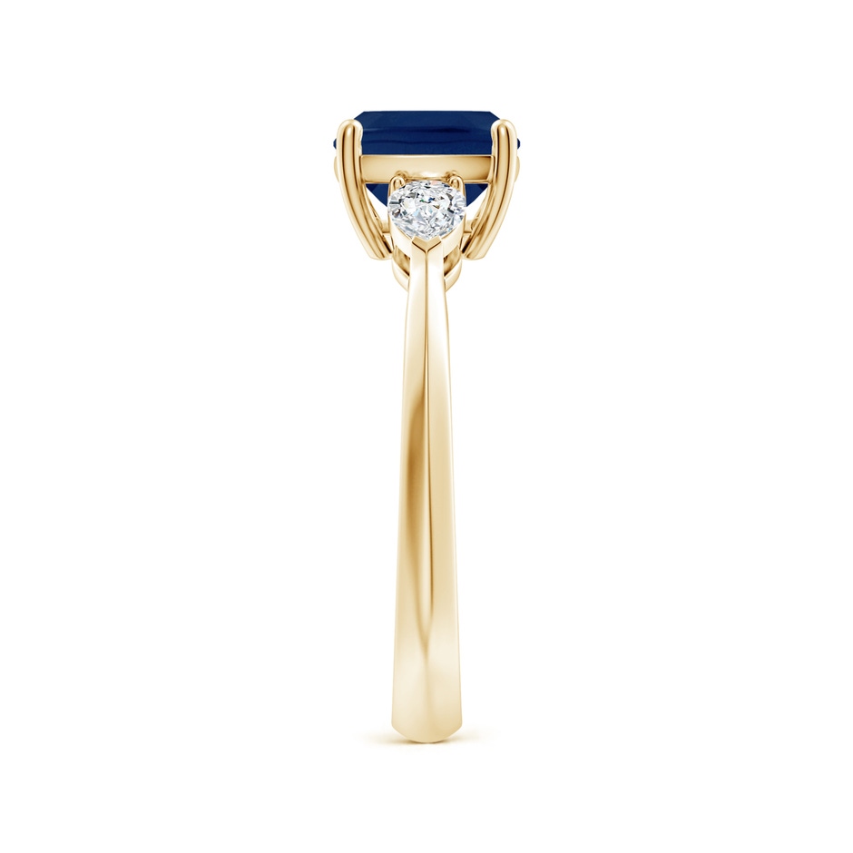 9x7mm A Classic East-West Cushion Rectangular Blue Sapphire Side Stone Engagement Ring in Yellow Gold side 299