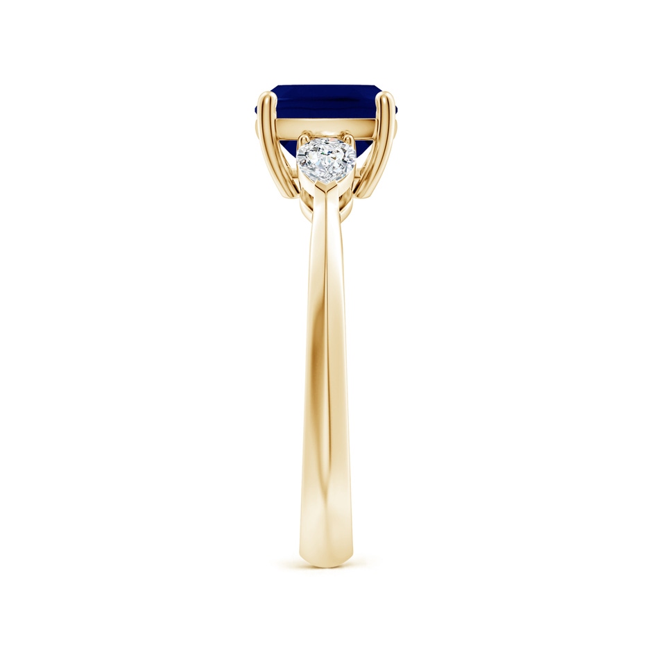 9x7mm AA Classic East-West Cushion Rectangular Blue Sapphire Side Stone Engagement Ring in Yellow Gold side 299