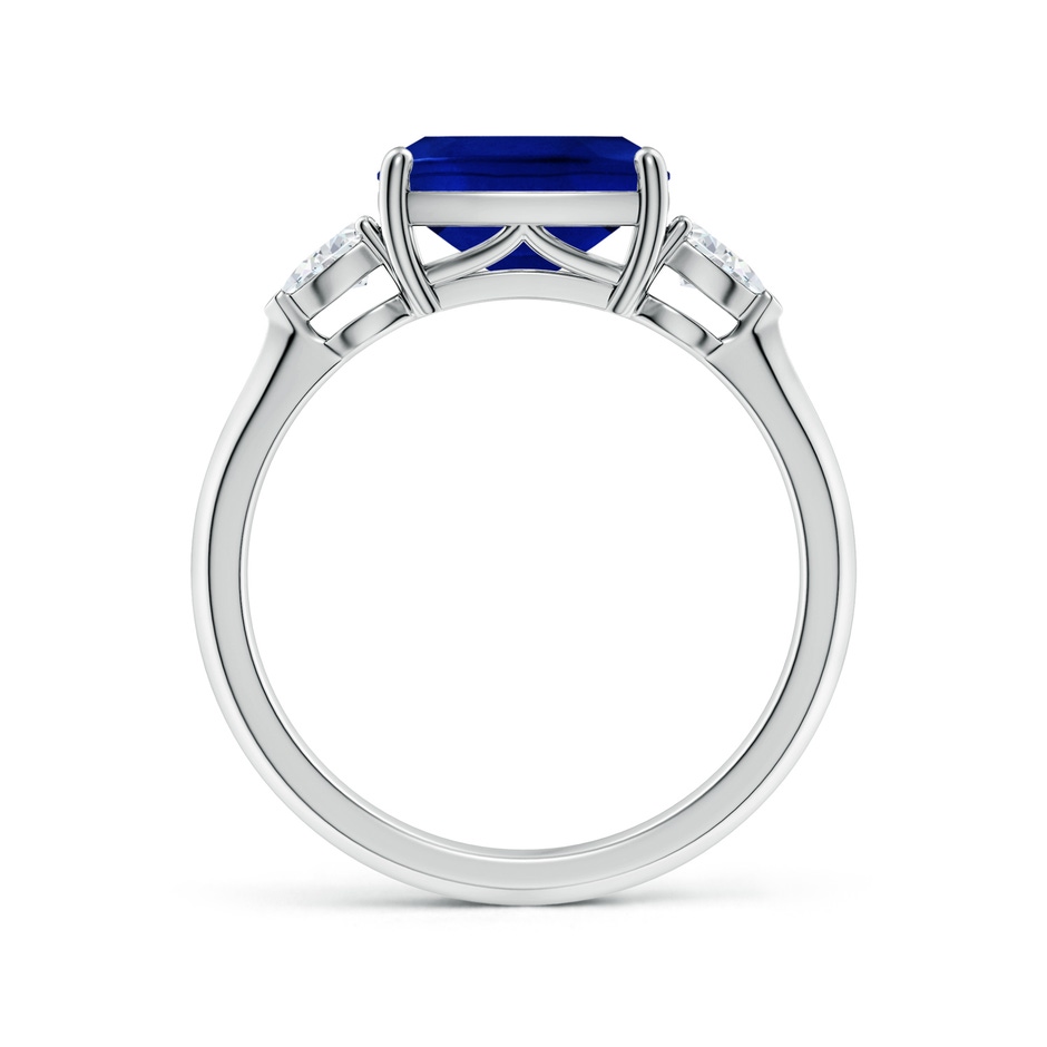 9x7mm Lab-Grown Classic East-West Cushion Rectangular Blue Sapphire Side Stone Engagement Ring in White Gold side 199