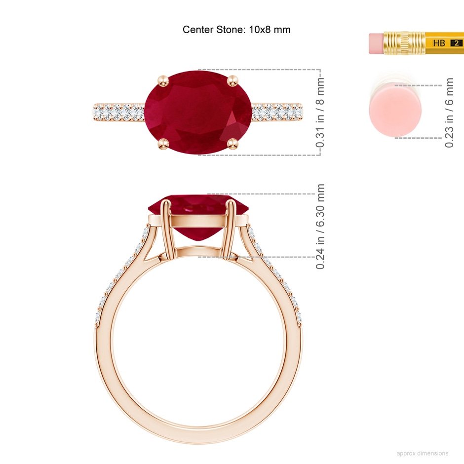 10x8mm AA SR4625RD-RG-AA-10x8 in Rose Gold ruler