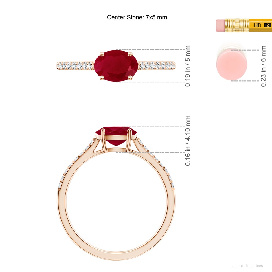 7x5mm AA SR4625RD-RG-AA-7x5 in Rose Gold ruler