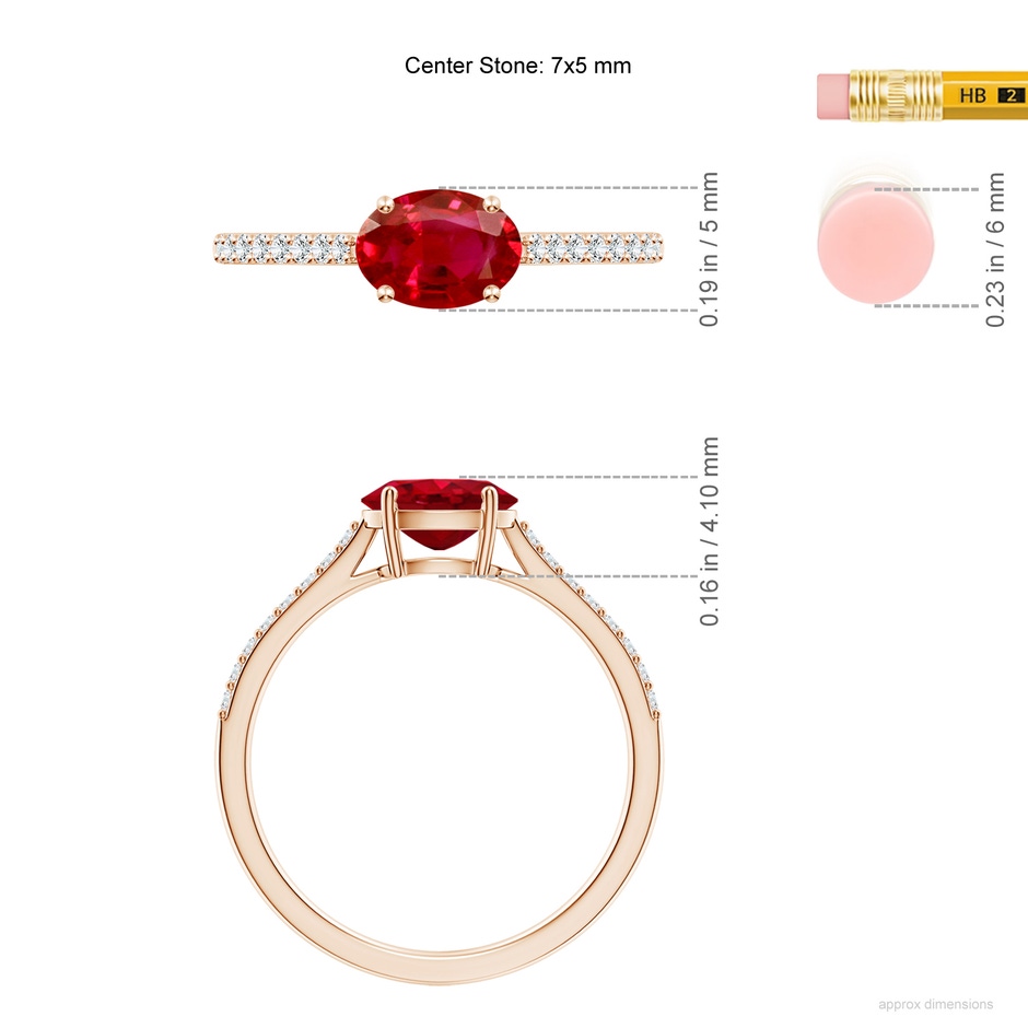 7x5mm AAA SR4625RD-RG-AAA-7x5 in Rose Gold ruler