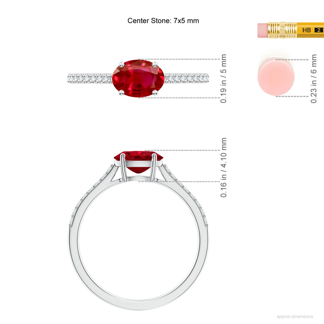 7x5mm AAA SR4625RD-WG-AAA-7x5 in White Gold - ruler