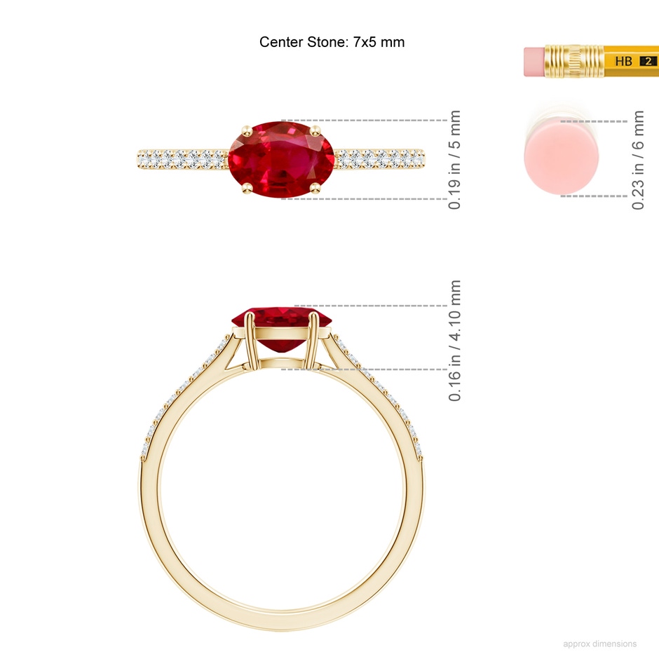 7x5mm AAA SR4625RD-YG-AAA-7x5 in Yellow Gold ruler