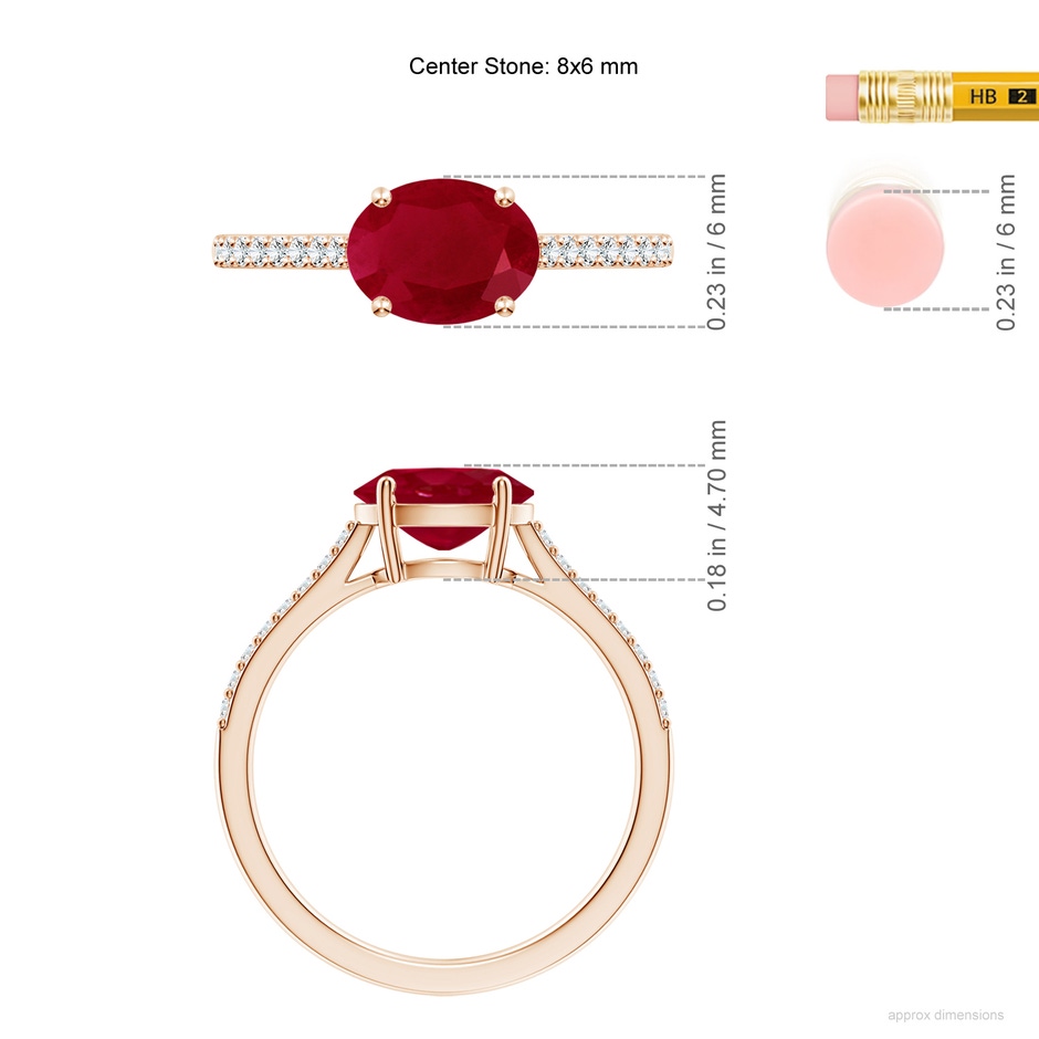 8x6mm AA SR4625RD-RG-AA-8x6 in Rose Gold ruler