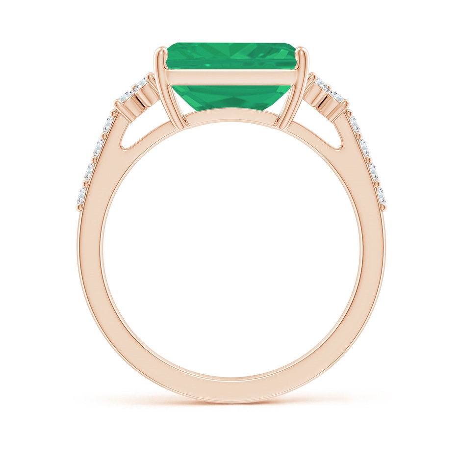 10x8mm A East-West Emerald-Cut Emerald Side Stone Engagement Ring in Rose Gold side 199