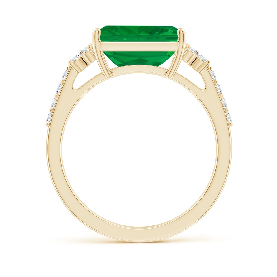 10x8mm AA East-West Emerald-Cut Emerald Side Stone Engagement Ring in Yellow Gold side 199
