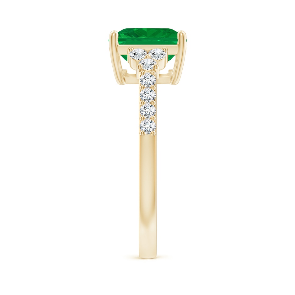 10x8mm AA East-West Emerald-Cut Emerald Side Stone Engagement Ring in Yellow Gold side 299
