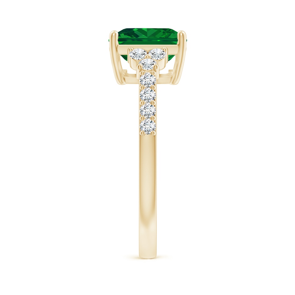 10x8mm AAAA East-West Emerald-Cut Emerald Side Stone Engagement Ring in Yellow Gold side 299