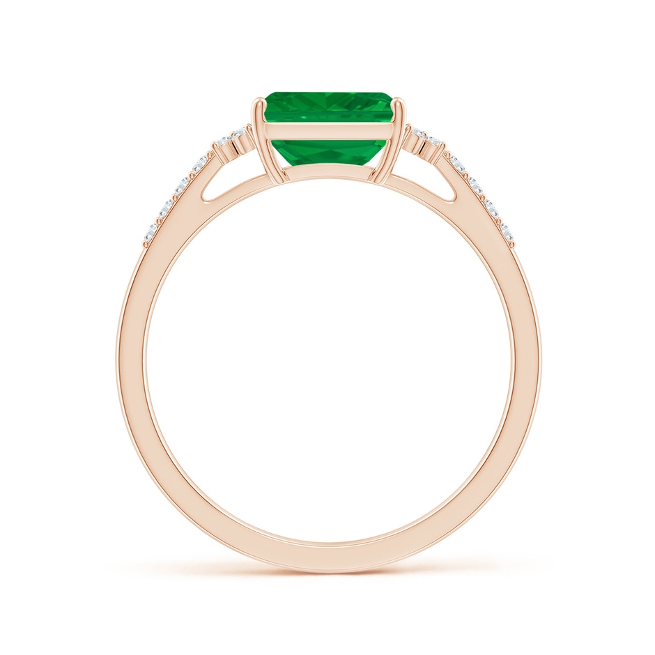 7x5mm AA East-West Emerald-Cut Emerald Side Stone Engagement Ring in 18K Rose Gold side 199