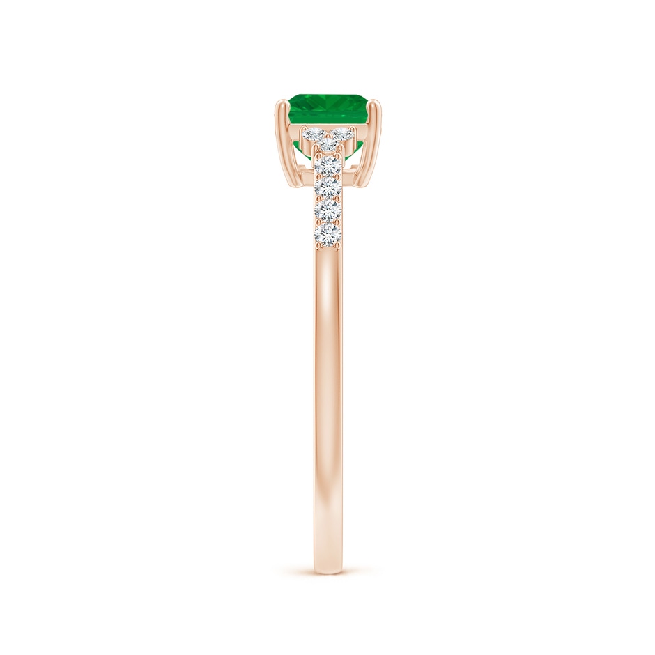 7x5mm AA East-West Emerald-Cut Emerald Side Stone Engagement Ring in 18K Rose Gold side 299
