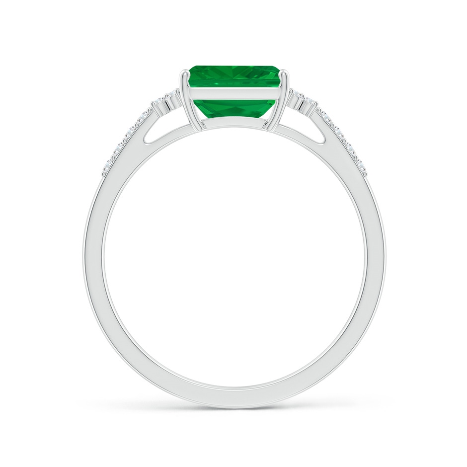 7x5mm AA East-West Emerald-Cut Emerald Side Stone Engagement Ring in White Gold side 199