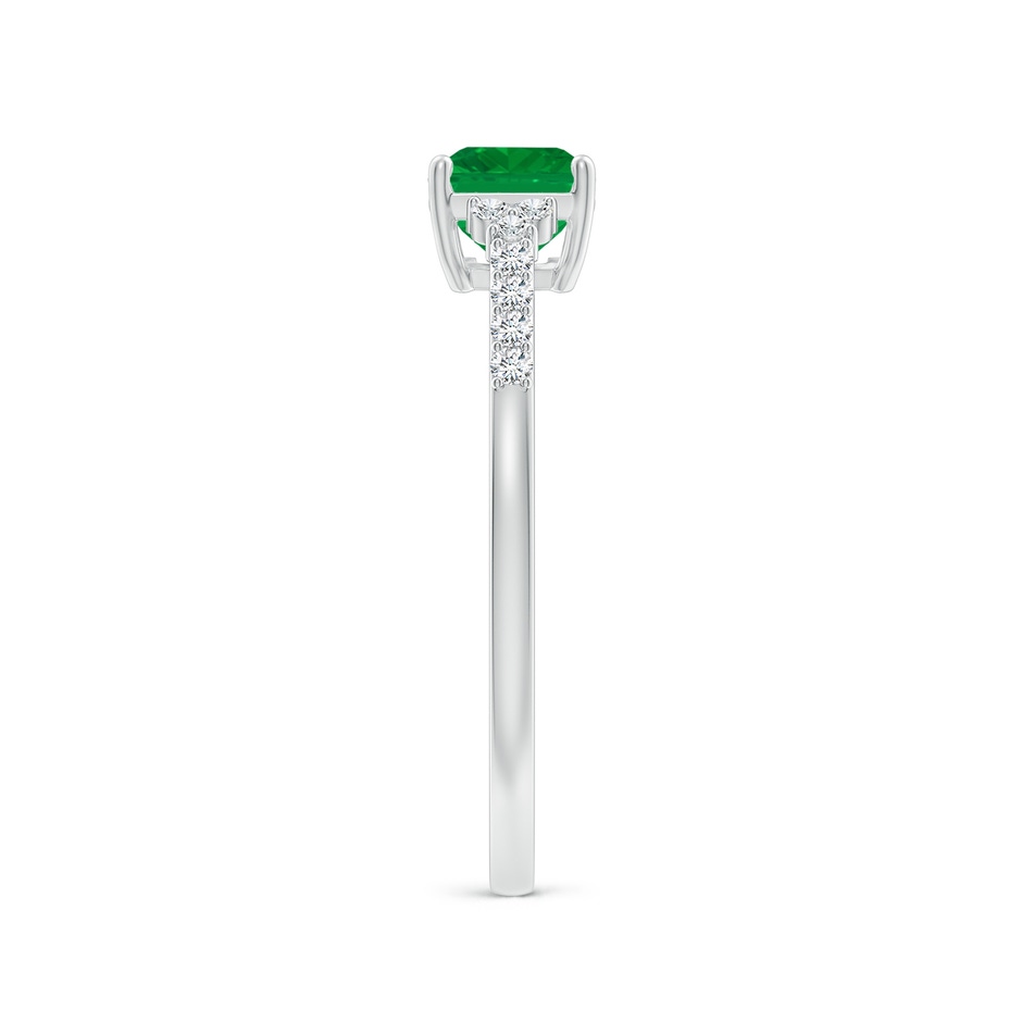 7x5mm AA East-West Emerald-Cut Emerald Side Stone Engagement Ring in White Gold side 299