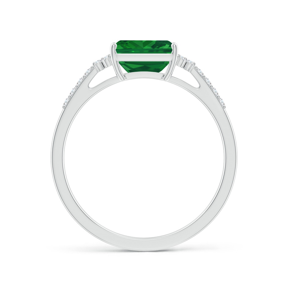 7x5mm AAA East-West Emerald-Cut Emerald Side Stone Engagement Ring in White Gold side 199