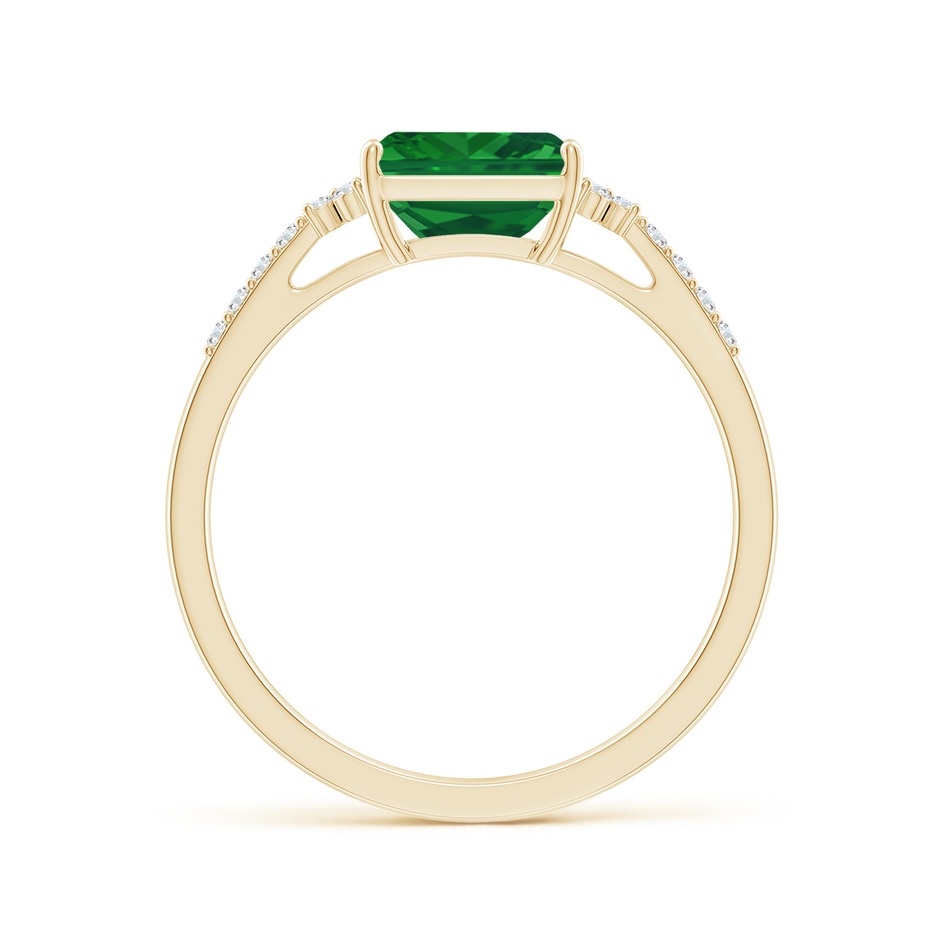 7x5mm AAA East-West Emerald-Cut Emerald Side Stone Engagement Ring in Yellow Gold side 199