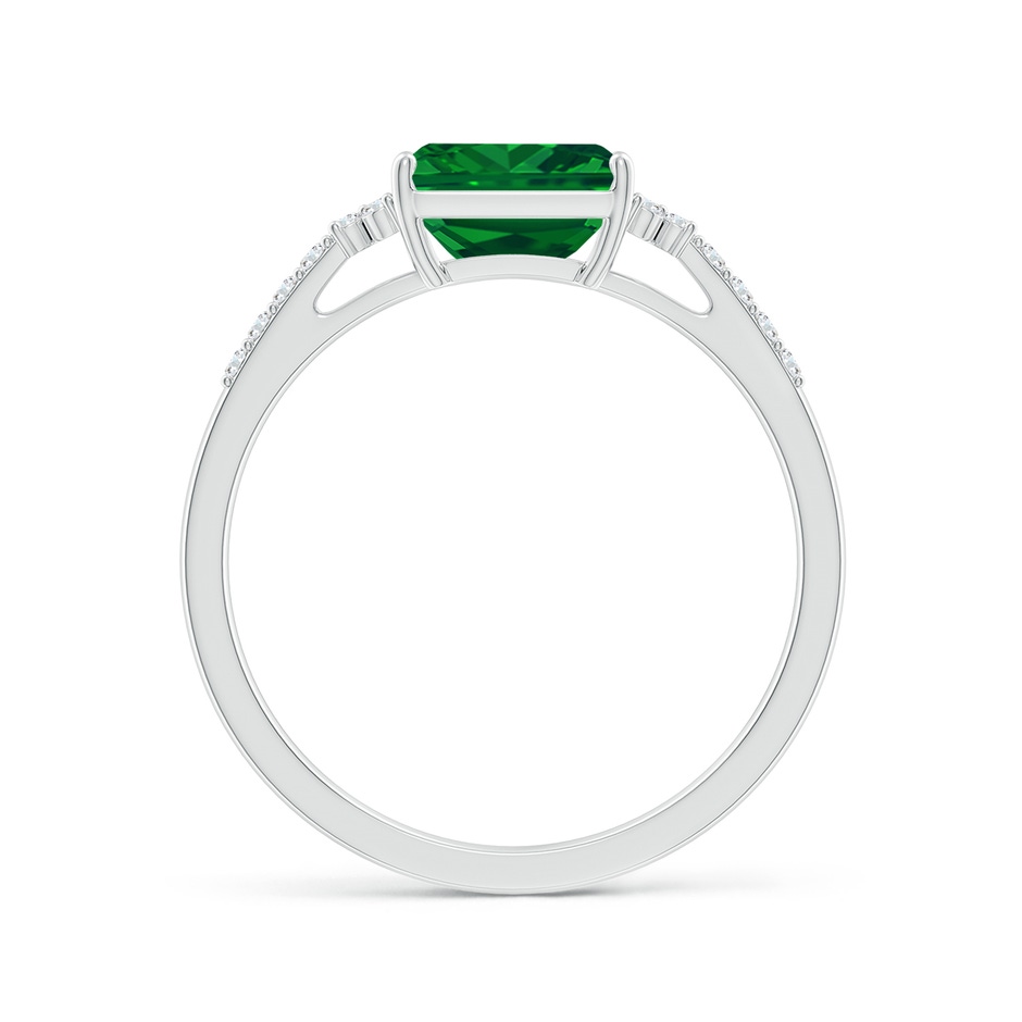 7x5mm AAAA East-West Emerald-Cut Emerald Side Stone Engagement Ring in P950 Platinum side 199