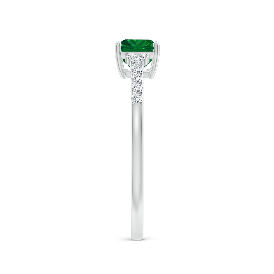 7x5mm AAAA East-West Emerald-Cut Emerald Side Stone Engagement Ring in P950 Platinum side 299
