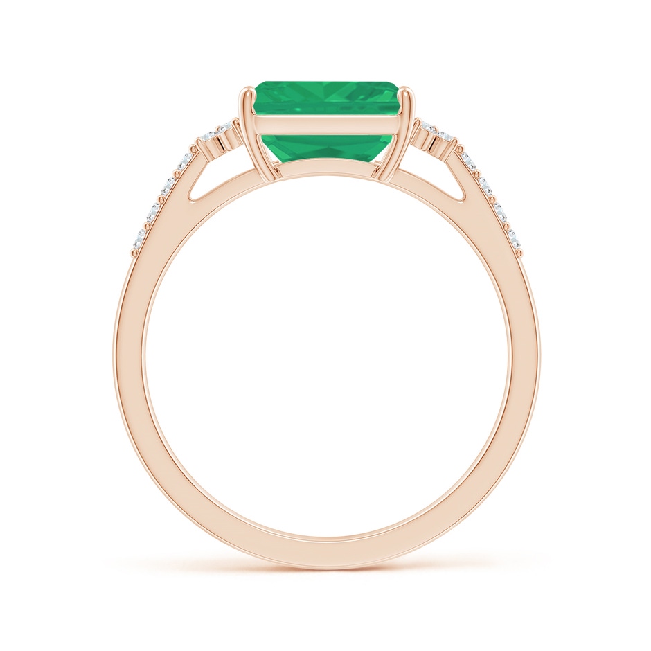 8x6mm A East-West Emerald-Cut Emerald Side Stone Engagement Ring in Rose Gold side 199