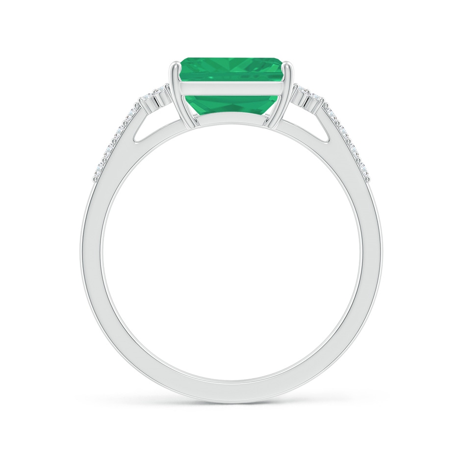 8x6mm A East-West Emerald-Cut Emerald Side Stone Engagement Ring in White Gold side 199