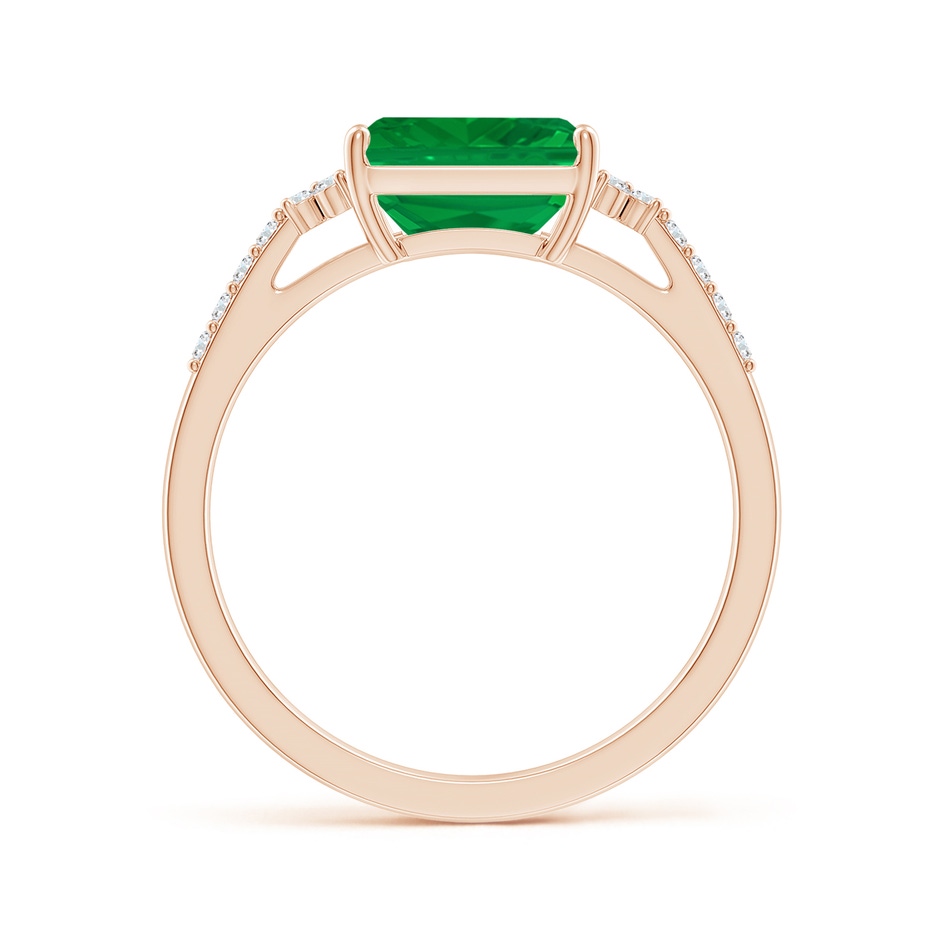 8x6mm AA East-West Emerald-Cut Emerald Side Stone Engagement Ring in Rose Gold side 199