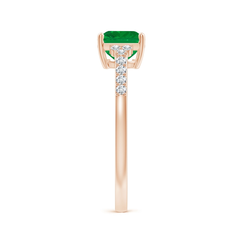 8x6mm AA East-West Emerald-Cut Emerald Side Stone Engagement Ring in Rose Gold side 299