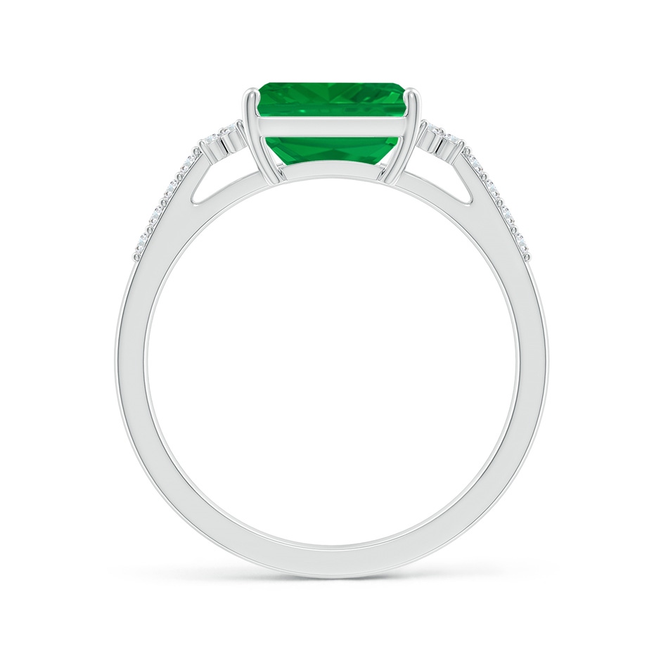 8x6mm AA East-West Emerald-Cut Emerald Side Stone Engagement Ring in White Gold side 199