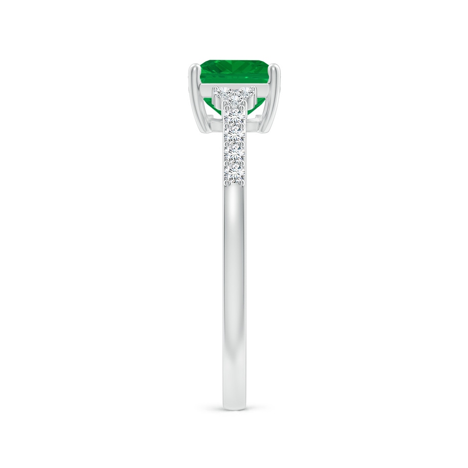 8x6mm AA East-West Emerald-Cut Emerald Side Stone Engagement Ring in White Gold side 299