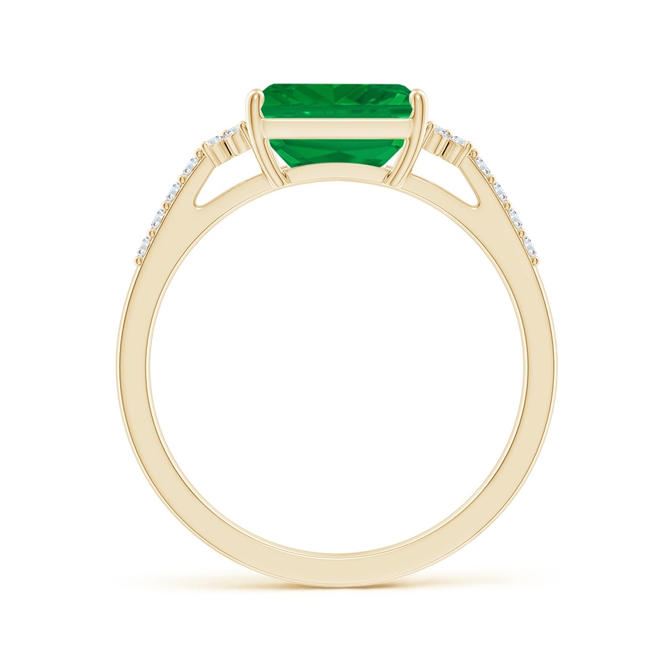 8x6mm AA East-West Emerald-Cut Emerald Side Stone Engagement Ring in Yellow Gold side 199