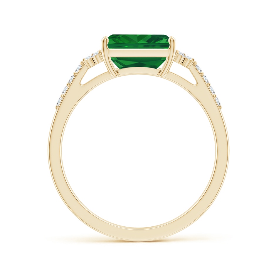 8x6mm AAA East-West Emerald-Cut Emerald Side Stone Engagement Ring in Yellow Gold side 199
