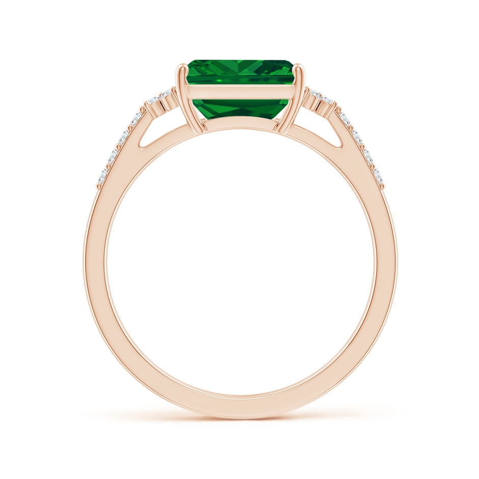 8x6mm AAAA East-West Emerald-Cut Emerald Side Stone Engagement Ring in Rose Gold side 199