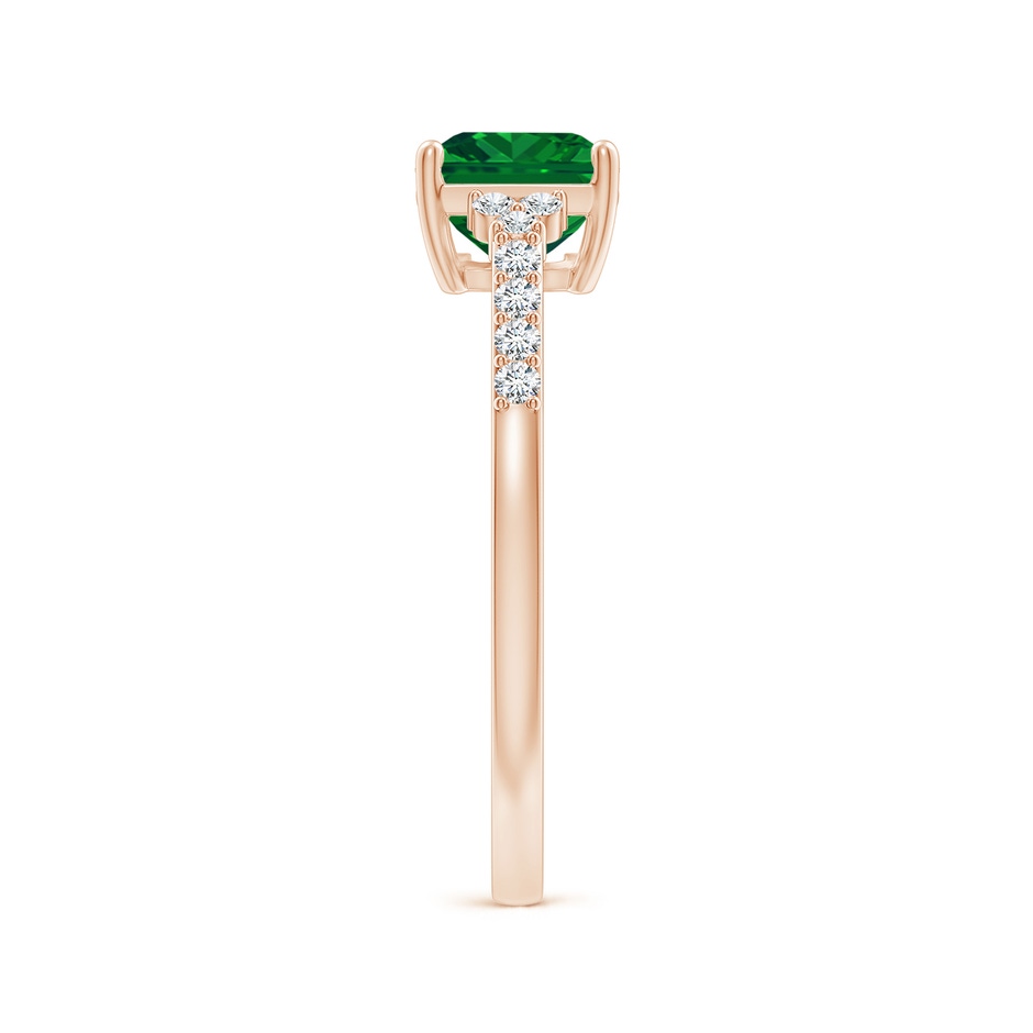 8x6mm AAAA East-West Emerald-Cut Emerald Side Stone Engagement Ring in Rose Gold side 299