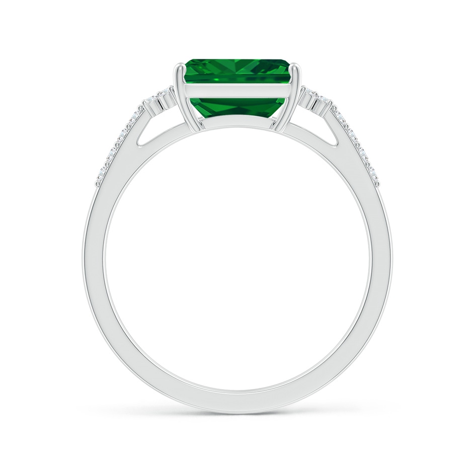 8x6mm AAAA East-West Emerald-Cut Emerald Side Stone Engagement Ring in White Gold side 199